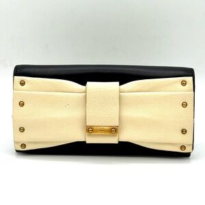 Chloe June Bow Flap Long Wallet, Cream & Black - Excellent condition!!
